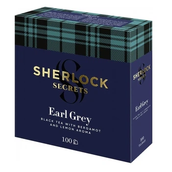 Чай чорний Sherlock Secrets Earl Grey Ерл Грей 100 пак по 2 г зі смаком бергамоту та лимону