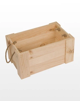 Ящик з джутовими ручками струганий глухий НАТУРАЛЬНИЙ 40x25x20