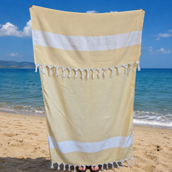 Полотенце пештемаль Turkey Towel 100х180 легкое большое для пляжа бассейна бани сауны подстилка на дачу пикник природу отпуск море ромб желтый