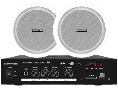 Комплект колонок Newmine потолочных 6" с усилителем Bluetooth, для фоновой музыки