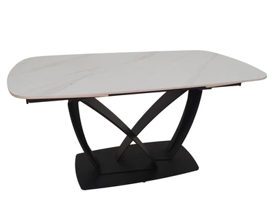 Обеденный стол TYLER CERAMIC раскладной 160(240)x90 см керамика белый мат/железо черное