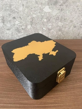 Бокс для зберігання 27 ролів на 25 монет серії областей України "Ми сильні, ми разом" 2026 рік Чорний+карта Україні