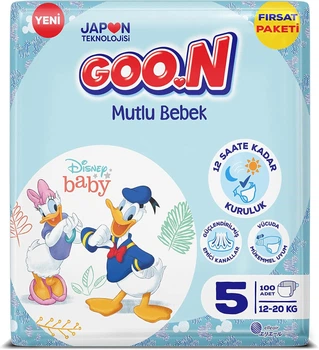 Підгузки дитячі Goo.N Mutlu Bebek Disney baby Japon technology 5 розмір (12-20кг), 26шт/уп