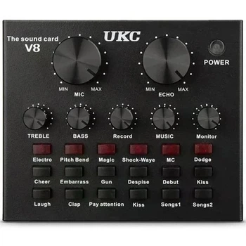 Зовнішня звукова карта V8 з Bluetooth і вбудованими пресетами Black