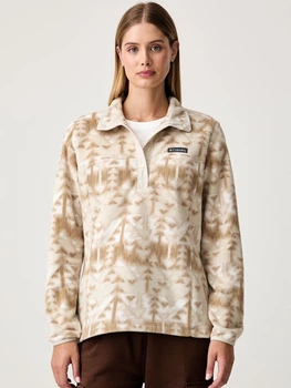Свитшот на флисе женский Columbia Benton Springs Printed 1/2 Snap 2085611271 S Бежевый (199141931523)