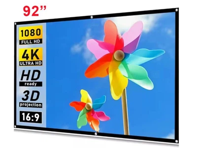 Екран для проектора 92 " дюйми SOFT LIGHT 16:9 настінний портативний Стрейчева тканина біла матова В комплекті кріплення для дома та вулиці