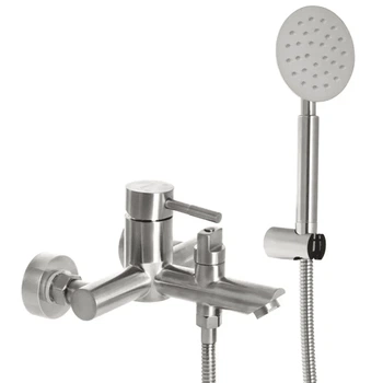 Смеситель для ванны MIXXUS SUS-142 (EURO) Satin с душевым комплектом, нержавеющая сталь SUS304
