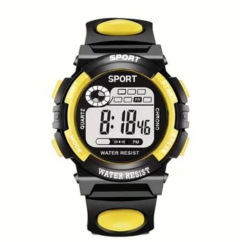 Часы подростковые на руку чёрно жёлтый SYNOKE SPORT, водонепроницаемость, будильник, секундомер