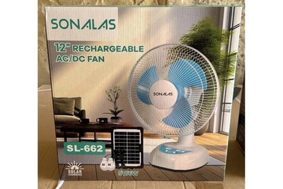 Вентилятор портативный Sonalas SL662 12" солн пан 2 LED лампы