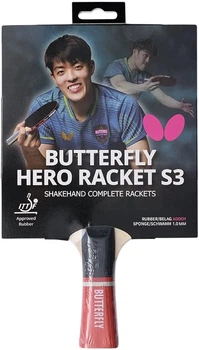 Ракетка для настольного тенниса Butterfly HERO Racket S3 Dang Qiu (6251730002) (932286)