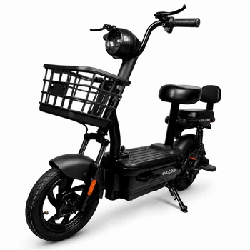 EVOBIKE Nova MINI 500W 48V 12Ah удобный электровелосипед с 2 сиденьями, корзиной, простой и надежный для города и села, черного цвета