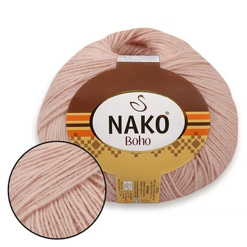 Пряжа Nako Boho, Пудра №12538 напіввовняна нитка для в'язання джемперів, кофт, рукавичок, шкарпеток, шапок, шарфів та інших зимових виробів спицями та
