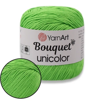 Пряжа YarnArt Bouquet Unicolor (ЯрнАрт Букет Униколор) Салатовый №3219, 100% хлопок, 100г/200м, летняя нить для вязания крючком и спицами