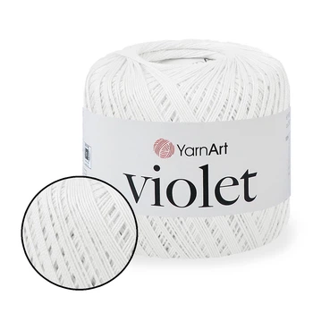Пряжа YarnArt Violet Білосніжний №3 ЯрнАрт Віолет турецька нитка для в'язання 100% бавовна для іграшок, пінеток, пледів та одягу спицями і гачком