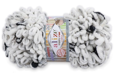 Alize Puffy Fine Color, №7646 (100г/14,5м) плюшевая пряжа с готовыми петлями для вязания руками пледа игрушек и балаклавы, Ализе Пуффи Файн