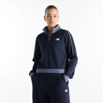 Женская темно-синяя спортивная кофта Sport Legacy Pique 1/4 New Balance Zip 34 (XS) (WT62T5OMDNT)