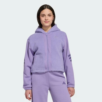 Детская флисовая куртка FUTURE ICONS FULL ZIP HOODED adidas KQ6162 (152) фиолетовый (4069996767225)