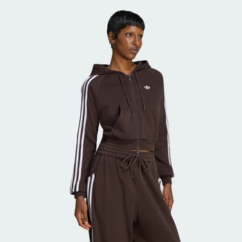 Женская толстовка GRAPHIC SHORT FRONT ZIP adidas LE8320 (S) коричневый (4069997990370)
