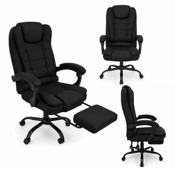Офісне крісло з тканини Hanert Fabric Black + підставка для ніг