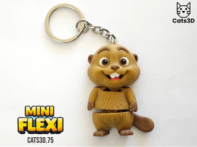 Брелок Бобр Подвижный Hoppers Beaver Mini Flexi Keychain 6 См 3Д Печать