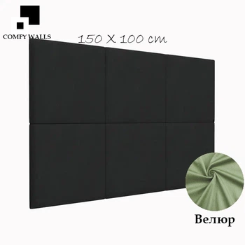 Мягкое бархатное изголовье для кровати из велюра 150 * 100 * 4см Черный