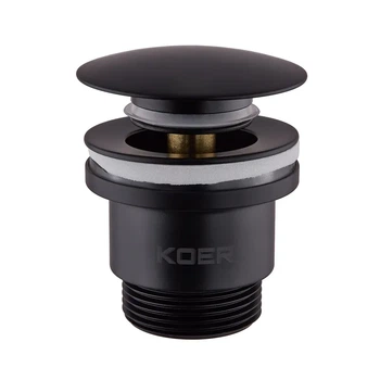 Донный клапан Koer PW-01-05 1 1/4″ для раковины, черный матовый (KR3403)