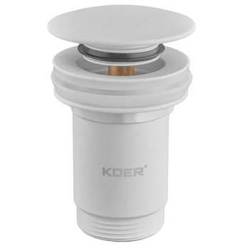 Донный клапан Koer PW-08-03 1 1/4'' Сlick-Сlack для умывальника, белый матовый (KR5787)