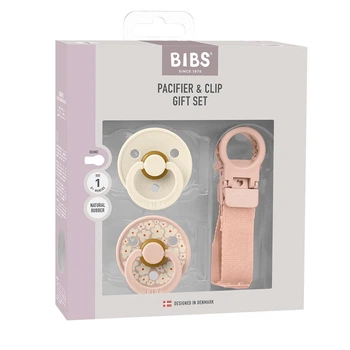 Набір BIBS пустушки та тримач для соски Colour Pacifier & Loop Clip Gift Set Latex – Blush