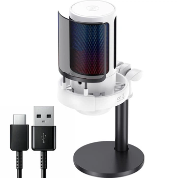 Игровой микрофон USB со стойкой, Белый