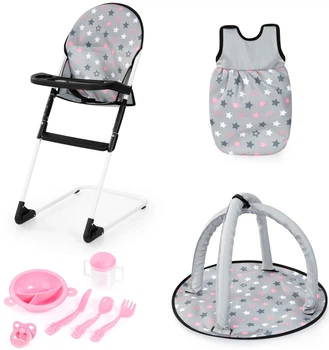 Zestaw akcesoriów dla lalek Bayer Design Deluxe z krzesełkiem do karmienia i pałąkiem z zabawkami 63207AC (4003336422078)