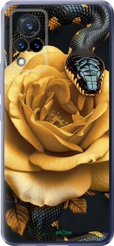 Чехол на Vivo V21 Black snake and golden rose "6068u-2368-70447"