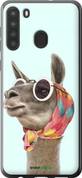 Чехол на Samsung Galaxy A21 Модная лама "4479u-1841-70447"