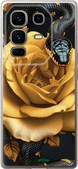 Чехол на Infinix Note 50 Pro+ Black snake and golden rose "6068u-4041-70447"