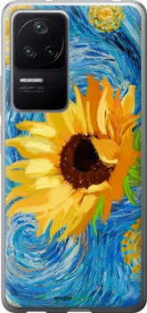 Чехол на Xiaomi Poco F4 Цветы желто-голубые "5308u-3917-70447"