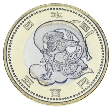 Монета Япония 500 йен 2020 Биметалл UNC XXXII летние Олимпийские игры в Токио 2020 - Бог ветра Фудзин