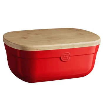 Хлібниця Emile Henry Storage 35,5х24,8х15,5 см червона з кришкою-дошкою (348750)