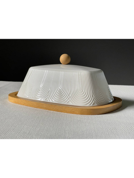 Масленка из фарфора Porcelain on bamboo Полосы 20,8 см.