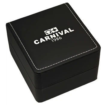 Кожаная коробочка для часов Carnival 100х100х60 мм Черная Кожа