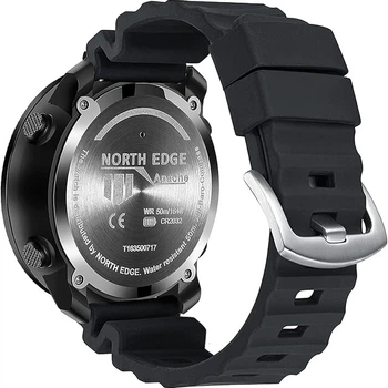 Ремешок для часовников 24 мм каучуковый черный North Edge Black 22,5 см