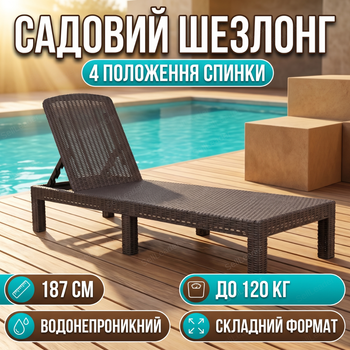 Шезлонг-лежак Bonro B-24067 187x60x29,5см складний для саду басейну алюмінієва рама до 120кг коричневий