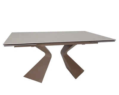 Стіл розкладний LAURA CERAMIC 160(240)x90 см загартоване скло + кераміка бежевий матовий