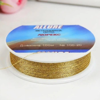 Люрексова нитка Allure Люрекс, металізована, 100 м, №25 золото