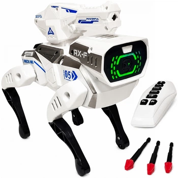 Робот-собака на пульті керування Robotic Dog RC з підсвічуванням, музикою, звуками, стрільбою 3 патронами, на батарейках