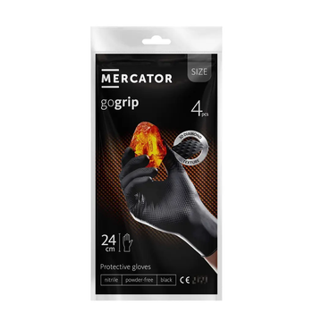 Нітрилові рукавички Cупер міцні GoGrip Mercator Medical, щільність 6.7 г. — чорні XL (9-10) (4 шт/2 пари)