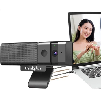 Веб-камера Lenovo ThinkPlus 1080P HD с микрофоном для настольного компьютера, защитная крышка в комплекте, подключение и использование без установки драйверов, подходит для онлайн-обучения, учебы и работы WL62A