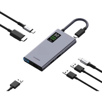 Док-станція розширення цифрового дисплея Hagibis з екраном, конвертер USB-C, адаптер Ethernet, конвертер Type-C на HDMI, сумісний з комп'ютерами Apple Mac, адаптер Thunderbolt 4