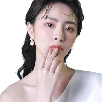 Серьги-гвоздики Qlady Leaf Pearl для женщин, модные и элегантные серьги-пусеты из серебра с имитацией жемчуга, роскошные украшения для ушей, подарок на день рождения и День матери.