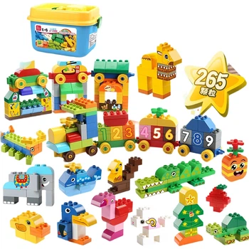 Набор FEELO, совместимый с крупными кубиками LEGO, строительные блоки для мальчиков и девочек, подарок на день рождения для детей, 265 деталей в упаковке.