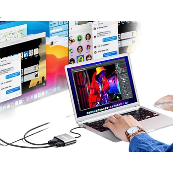 Док-станция LinkStone USB-HDMI/VGA, адаптер для подключения внешней видеокарты к ноутбуку или настольному компьютеру и телевизору-проектору для зеркального отображения изображения высокой четкости.