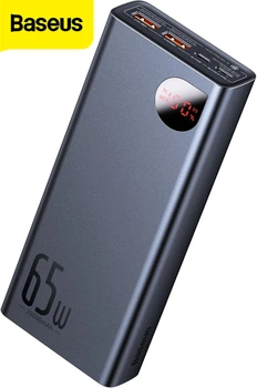 Повербанк для ноутбука Baseus 20000 мАч 65 Вт PD Power Bank Adaman Metal быстрая зарядка макбука планшета телефона смартфона УМБ Базеус внешний аккумулятор металлический корпус с кабелем USB to Type-C